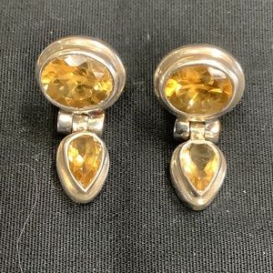 New double stone citrine earrings